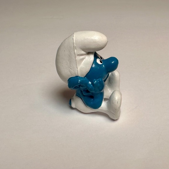 Vintage Schleich Thinking Smurf Sitting Hong Kong 1980s PVC Figure - Picture 2 of 5